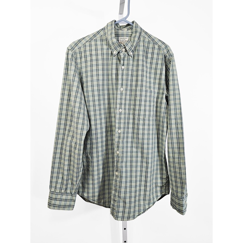 JCrew Reimagined Medium Organic Cotton Green Long Sleeve Button Down
